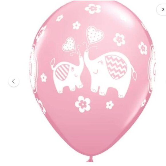 Its a Girl Lot of 10 Elephant 11 Inch Latex Balloons Pink and White - Picture 2 of 4